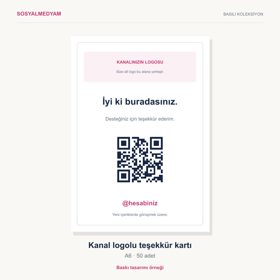 Kanal Logolu Teşekkür Kartı · 50 Adet